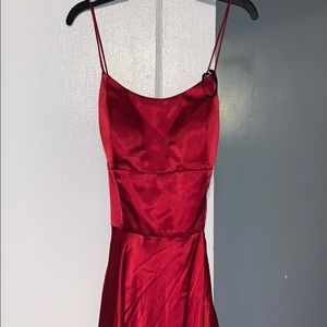 Red Open back, thigh slit dress